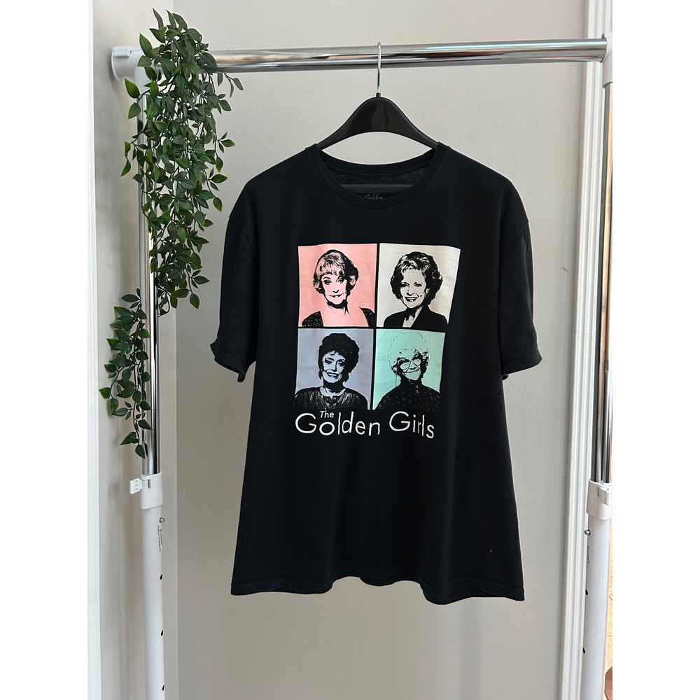 The Golden Girls Pop Art Graphic Tee Black Crew Neck Sz L